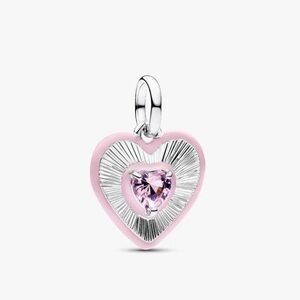 Authentic Radiating Pink Heart Medallion Charm